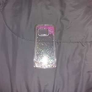 Samsung Galaxy S7 pink glittery case with hearts